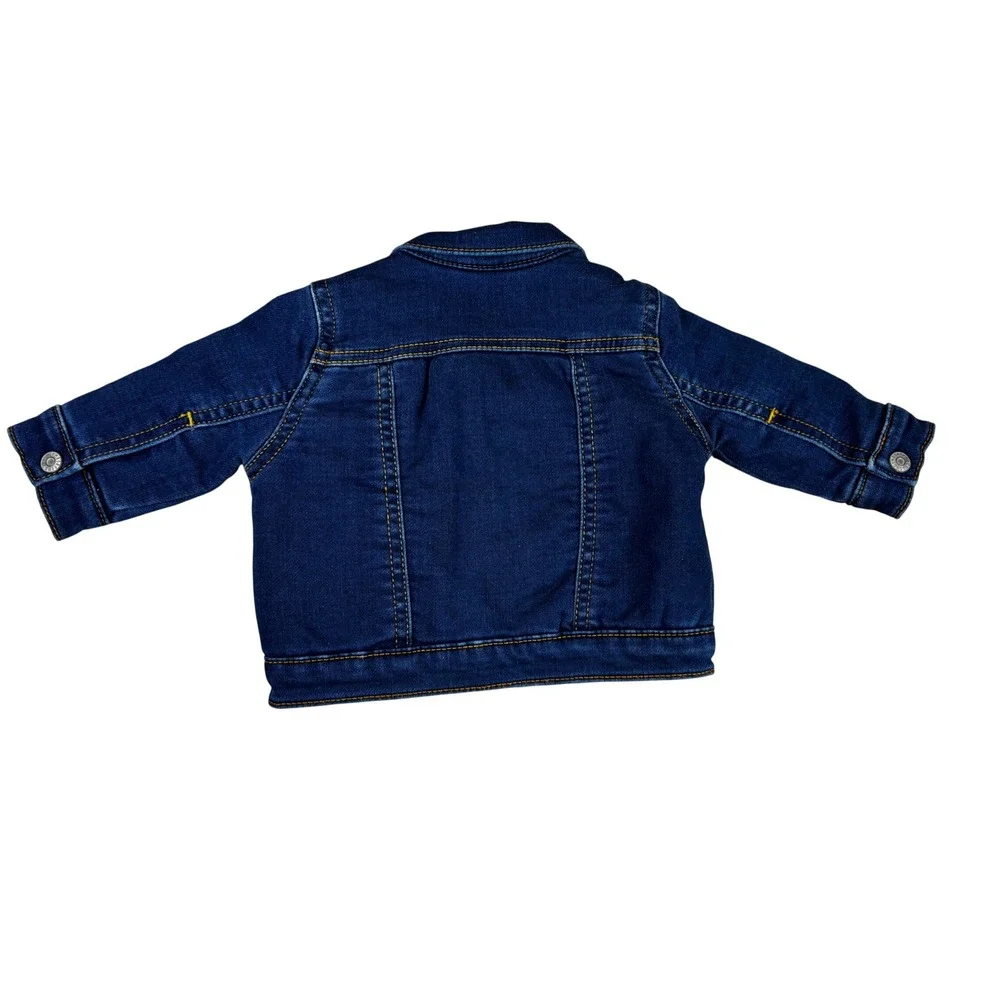 Gymboree Baby Denim Trucker Jacket Dark Wash Sherpa Lined Blue 0-3 Months